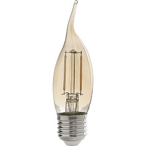 Lâmpada Filamento Led Retrô Vela Chama Âmbar 2200K E27 Dimerizável 4W 220V