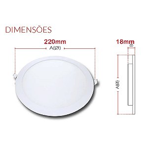 Painel Led Embutir Redondo Branco Neutro 4000K 18W Bivolt