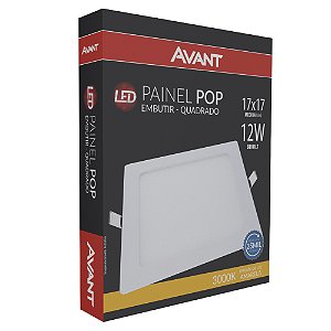 Painel Led Embutir Quadrado Branco Quente 3000K 12W Bivolt