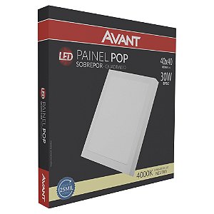 Painel Led Sobrepor Quadrado Branco Neutro 4000K 30W Bivolt