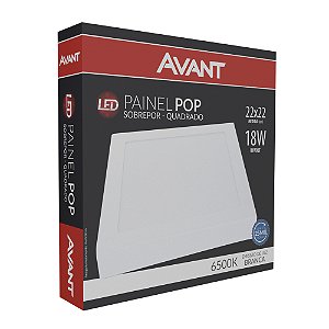 Painel Led Sobrepor Quadrado Branco Frio 6500K 18W Bivolt