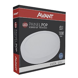 Painel Led Sobrepor Redondo Branco Frio 6500K 18W Bivolt