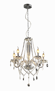 Lustre Candelabro Baronesa Vidro Transparente 5 Braços E14