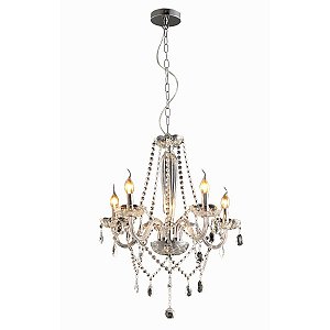 Lustre Candelabro Baronesa Vidro Transparente 5 Braços E14