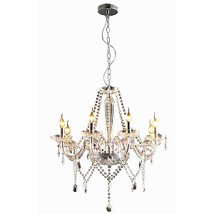 Lustre Candelabro Baronesa Vidro Transparente 8 Braços E14