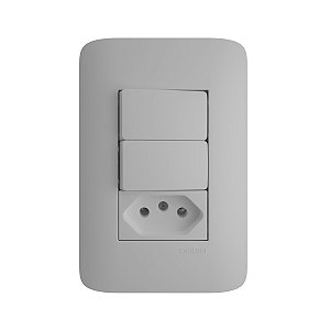Conjunto 4x2 com 2 Interruptores Simples 10A + 1 Tomada 2P+T 10A/250V