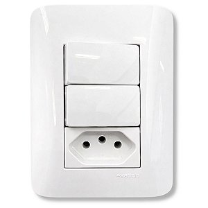 Conjunto 4x2 com 2 Interruptores Simples 10A + 1 Tomada 2P+T 10A/250V