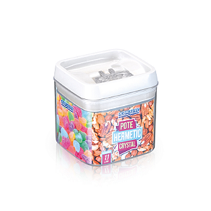 Pote Hermético Crystal Quadrado em Acrílico Pequeno 1,1L