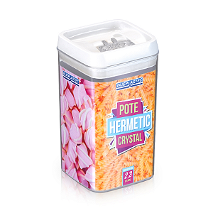 Kit Pote Hermético Crystal Quadrado em Acrílico 4 Peças