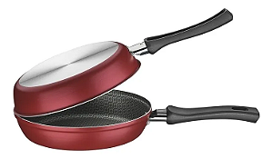 Omeleteira Loreto em Alumínio com Revestimento Interno Antiaderente Starflon Max 20cm Vermelha