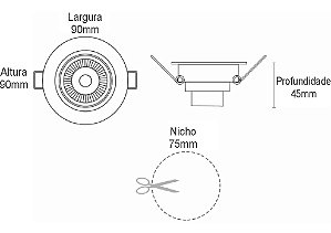 Spot Led Direcional Redondo 7W Branco Frio 6500k Bivolt