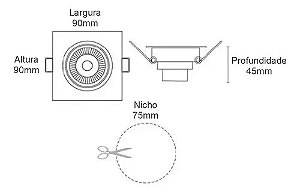 Spot Led Direcional Quadrado 5W Branco Frio 6500k Bivolt