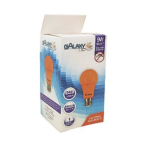 Lâmpada Led Bulbo A60 Anti-Insetos Laranja 9W Bivolt