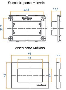 Tomada Carregador USB 1A Bivolt para Embutir em Móvel Linha Sleek 65x45mm Marrom