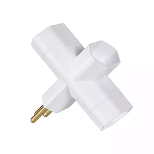 Adaptador de Tomada Tipo T Benjamim 2P+T de 10A