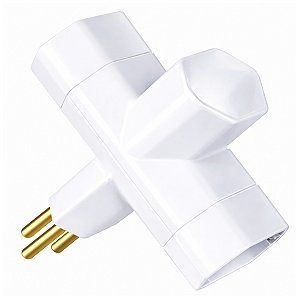 Adaptador de Tomada Tipo T Benjamim 2P+T de 10A