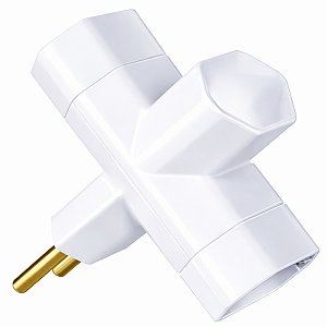 Adaptador de Tomada Tipo T Benjamim 2P de 10A