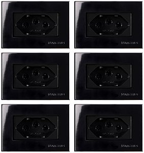 Tomada Simples 2P+T 10A/250V para Embutir em Móvel Linha Sleek 65x45mm Preto Ebony