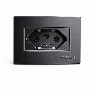 Tomada Simples 2P+T 10A/250V para Embutir em Móvel Linha Sleek 65x45mm Preto Ebony