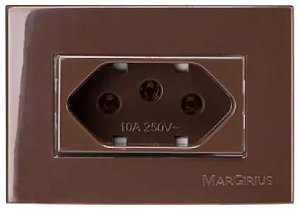 Tomada Simples 2P+T 10A/250V para Embutir em Móvel Linha Sleek 65x45mm Marrom