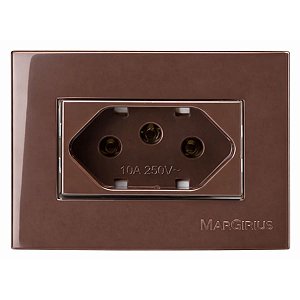Tomada Simples 2P+T 10A/250V para Embutir em Móvel Linha Sleek 65x45mm Marrom