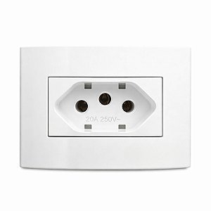 Tomada Simples 2P+T 20A/250V para Embutir em Móvel Linha Sleek 65x45mm Branco