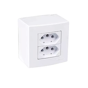 Caixa de Sobrepor com 2 Tomadas 2P+T 20A/250V 75x75mm Sleek Branco