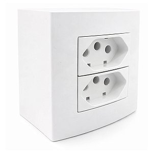Caixa de Sobrepor 2P+T 20A/250V c/ 2 Tomadas 75x75mm Branco