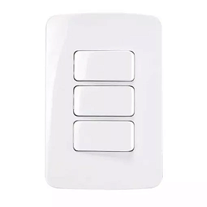 Placa 4x2 com 3 Interruptores Simples 10A/250V Linha B3