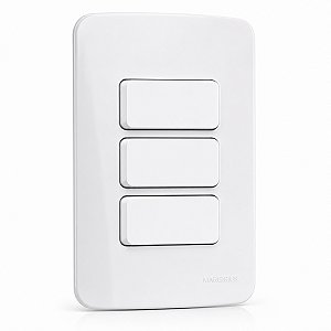 Placa 4x2 com 3 Interruptores Simples 10A/250V Linha B3