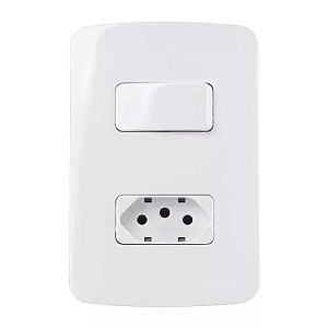 Placa 4x2 com 1 Interruptor Simples 10A/250V + 1 Tomada 2P+T 10A/250V Linha B3