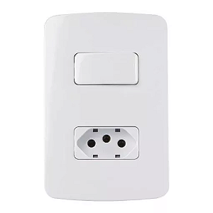 Placa 4x2 com 1 Interruptor Simples 10A/250V + 1 Tomada 2P+T 20A/250V Linha B3