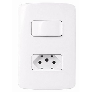 Placa 4x2 c/ Interruptor Simples + Tomada 2P+T 20A/250V