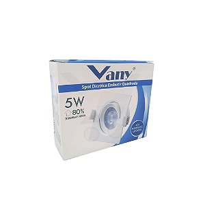Spot Dicróico Direcional Quadrado 5W Branco Frio 6000k Bivolt