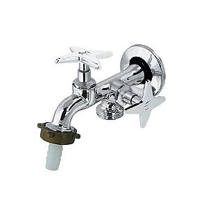 Torneira para Tanque e Máquina de Lavar com Dupla Saída de Água Cromada C23