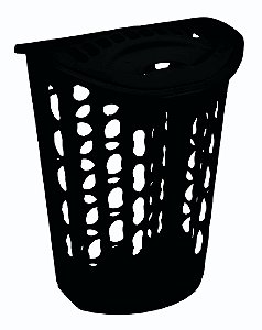 Cesto Telado com Tampa Organizador de Roupa Suja 40L Preto