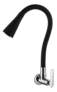 Torneira para Cozinha de Parede Tubo Flexível Preta Cone Duplo Jato Sigma 1168