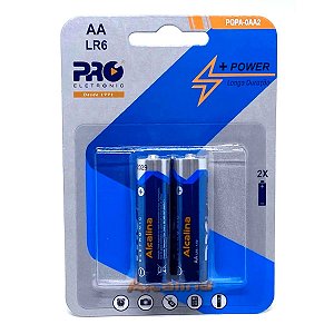 Pilha Alcalina AA LR6 1,5V Blister com 2 Pilhas Proeletronic