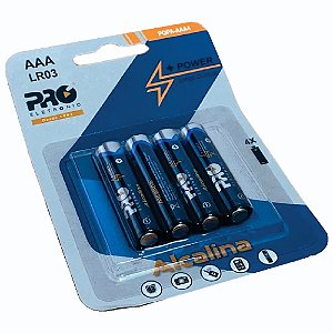 Pilha Alcalina AAA LR03 Blister com 4 Proeletronic