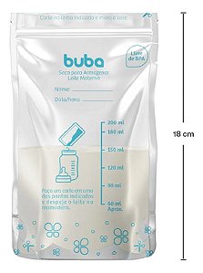 Saco para Armazenar Leite Materno 200ml Buba
