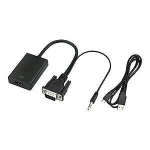 Conversor Adaptador Entrada VGA para Saída HDMI com Áudio