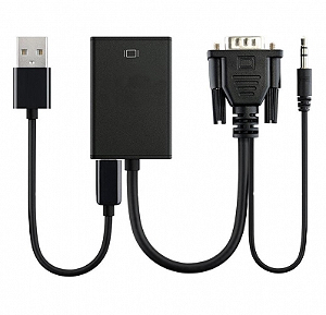 Conversor Adaptador Entrada VGA para Saída HDMI com Áudio
