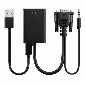 Conversor Adaptador Entrada VGA para Saída HDMI com Áudio