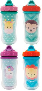 Copo Parede Dupla com Canudo 320ml Animal Fun Buba