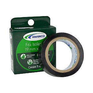 Fita Isolante Pegboard 19mm x 20m Preta Amanco