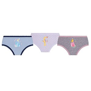 Kit 3 Calcinhas Infantil Princesas Disney Lupo