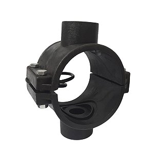 Colar de Tomada para Aspersor 100mm X 1"com Derivação Dupla Roscada C/ 4 Parafusos