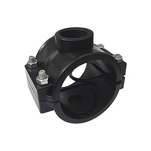 Colar de Tomada para Aspersor 75mm X 1" com Derivação Simples Roscada C/ 4 Parafusos