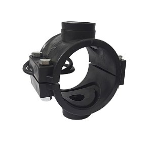 Colar de Tomada para Aspersor 75mm X 1/2" com Derivação Dupla Roscada C/ 4 Parafusos