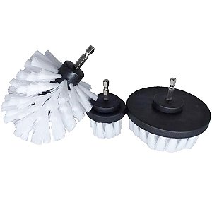 KIT 3 ESCOVAS ROTATIVAS MACIAS BRANCAS 14MM